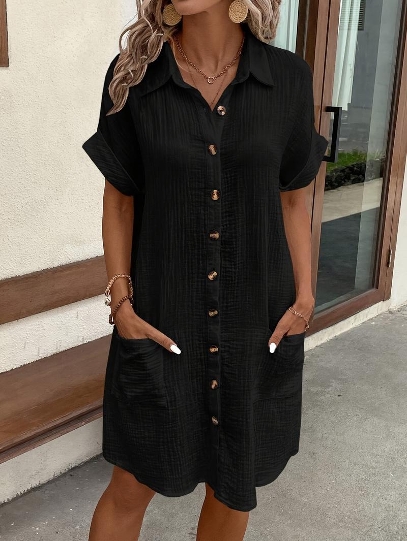 Product Introduction of [100% Cotton V-neck Blouse] 100% Cotton Casual V-neck Blouse Dress For Women 5