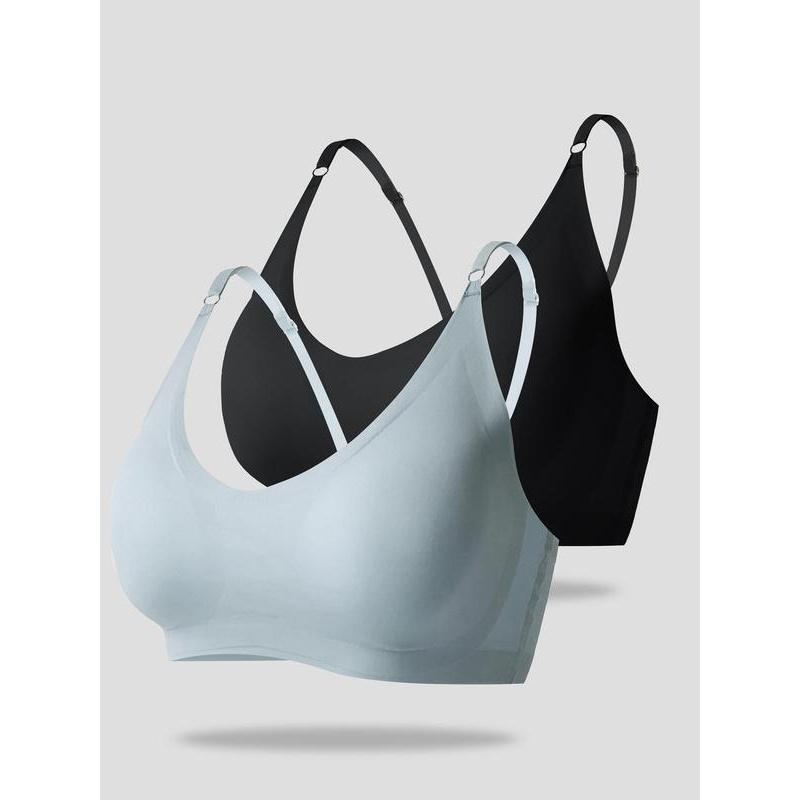 Women's Solid Color Adjustable Strap Padded Wireless Bra, Curvy Holiday Wear 2024, Soft Comfortable Breathable Seamless Push Up Lingerie Top, Lingerie for All Seasons, Summer Wear 2024 5