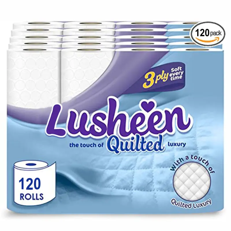 120 Lusheen White Toilet Rolls-3 Ply Soft Touch Toilet Rolls-Super Quality Embossed Toilet Tissue Rolls Provide Ultimate Quilted Comfort 2
