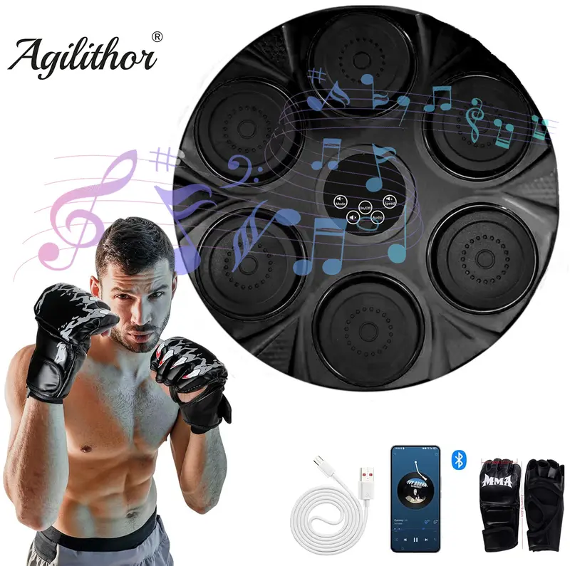 Music Boxing Machine, Intelligent Boxing Machine with Lighting, Wall Mounted Boxing Machine for Adults and Kids, Supports Bluetooth, Speed Adjustment, Mounting Height 2