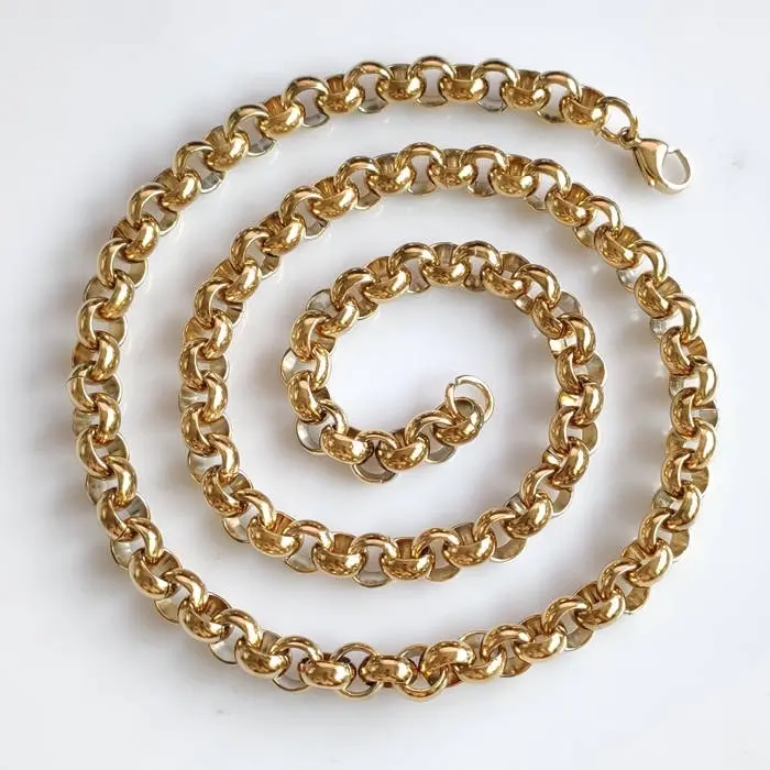 New improved 9mm plain gold belcher stainless steel 1