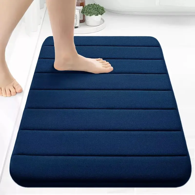 Non Slip Bath Mat Velvet Memory Foam Extra Large Bathroom Rug Water Absorbent Toilet Pedestal Mats Light 7