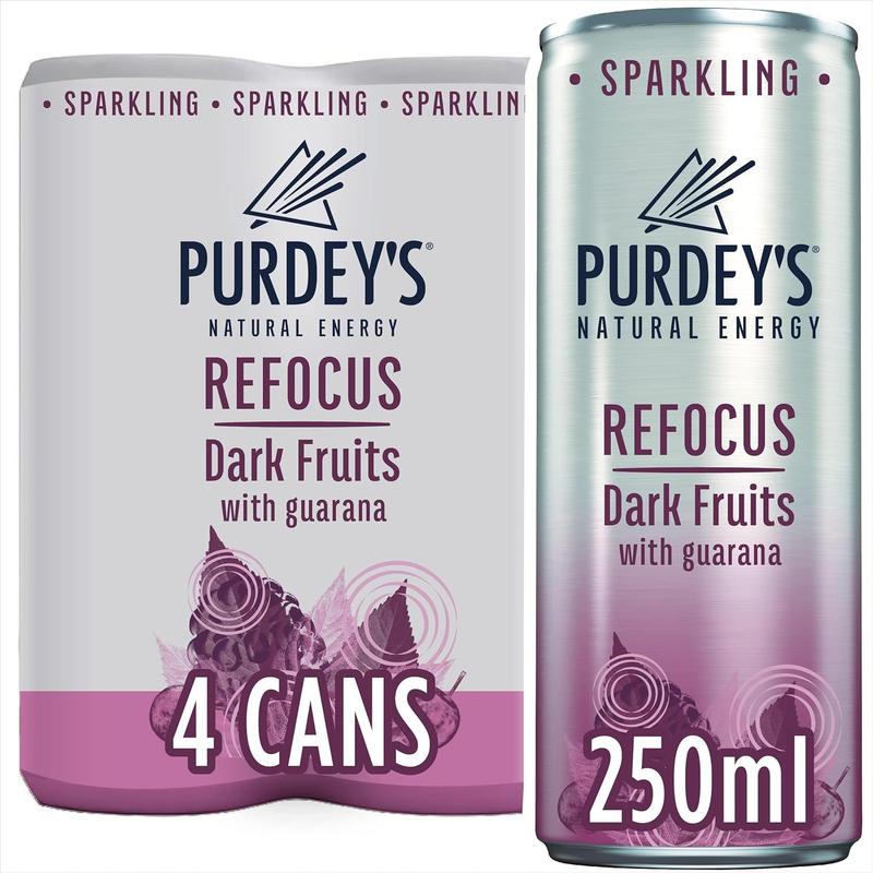 Product Introduction of Natural Energy Sparkling Drink | Dark Fruits | With Guarana & B-Vitamins | 4 x 250ml Cans | No Added Sugar 1