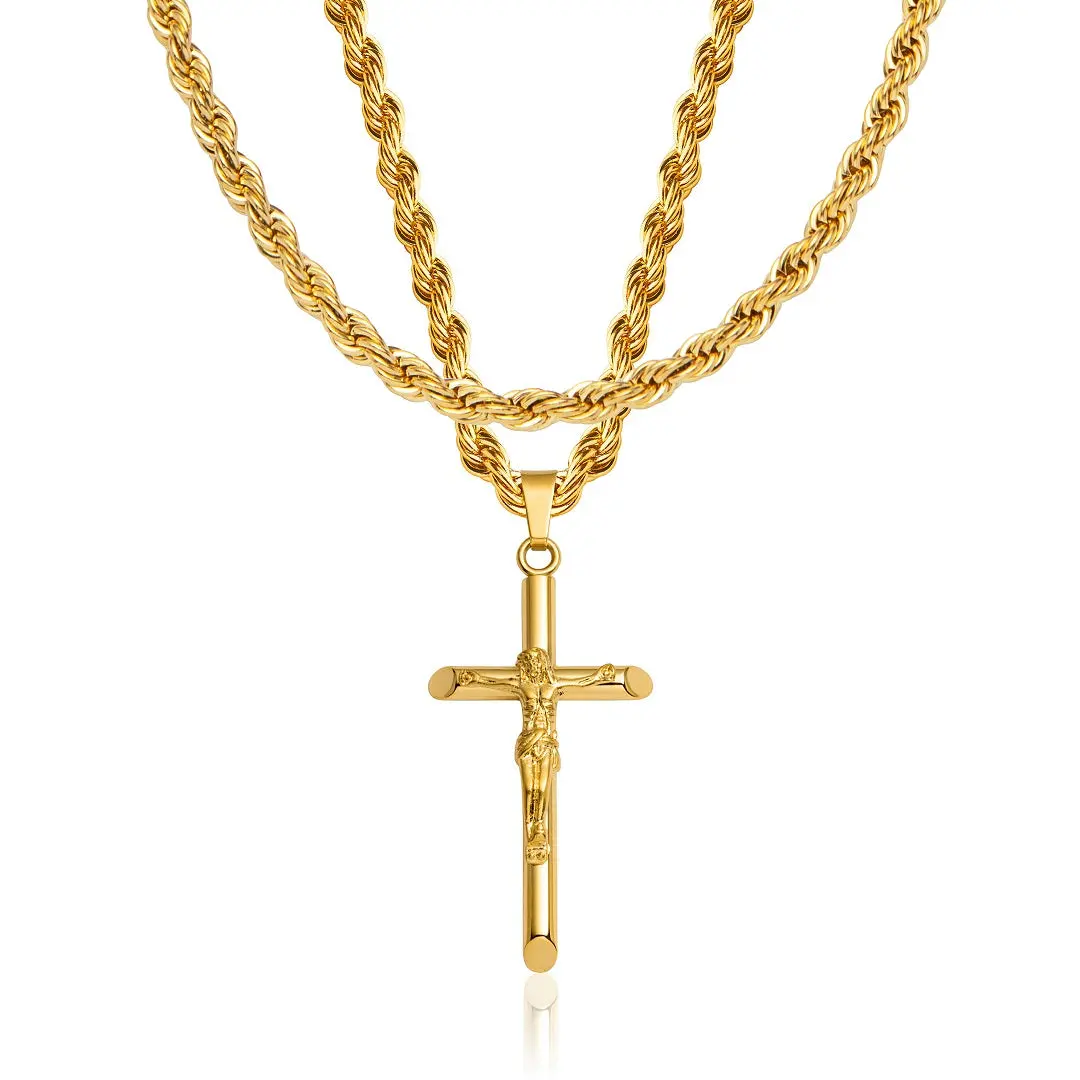 Crucifix x Rope Set | Gold