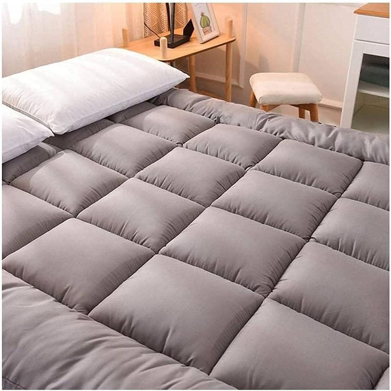 10CM Thick Mattress Topper 4" Inch Deep Grey Quilted Super Fluffy & Breathable Soft & Fluffy Heavy Fill Box Stitched Brushed Microfiber Elasticated Corner Straps topper sale 5