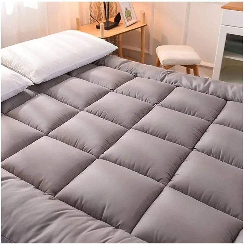 10CM Thick Mattress Topper 4" Inch Deep Grey Quilted Super Fluffy & Breathable Soft & Fluffy Heavy Fill Box Stitched Brushed Microfiber Elasticated Corner Straps topper sale 5