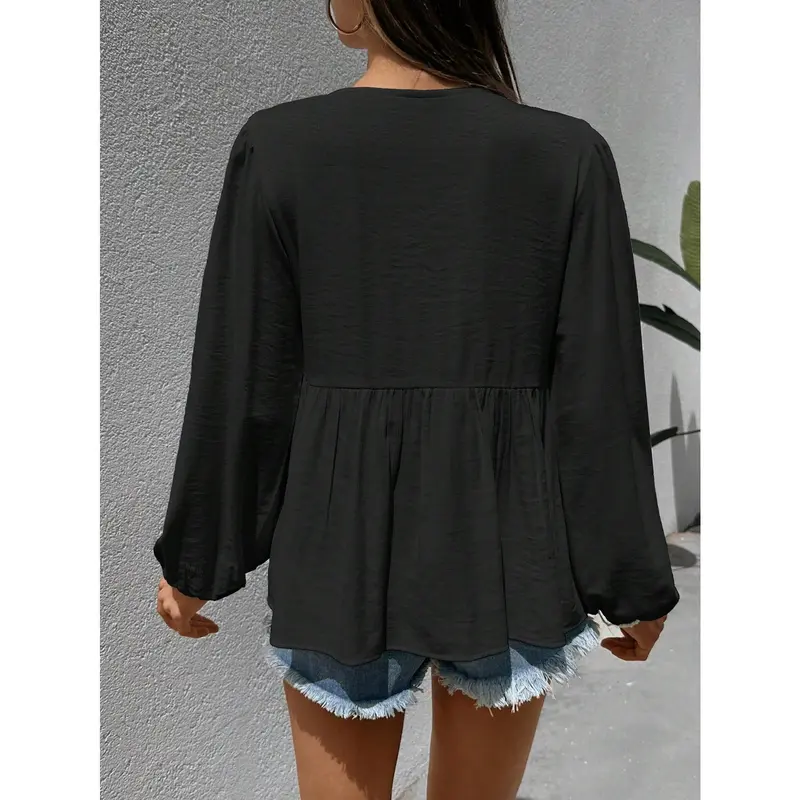 ​Women's TopsWomen's Flower Embroidery Long Sleeve Shirti Crinckle Fabric, Boho Style, Slice Lace Detailed【S12】 Top Womenswear Blouse Comfort Black Casual Crewneck Floral Bohemian Fitted cold  shoulder  tops shirts  women 3