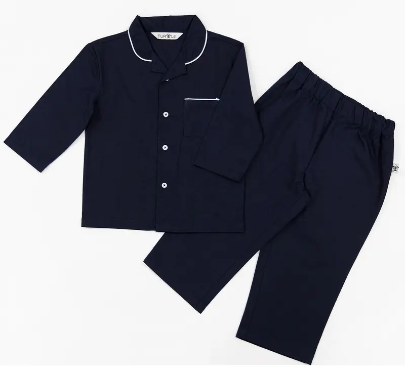 Turtle Revere Boys Pyjamas Set 100% Cotton Woven PJ Sets Sleepwear for Kids (Navy Blue) 0