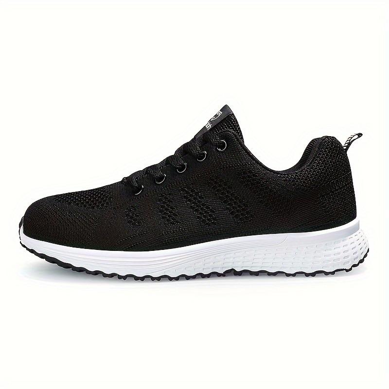 Women's Lightweight Mesh Athletic Sneakers - Breathable, Lace-Up Running Shoes with EVA Sole, Fashionable Black Casual Walking Footwear 2