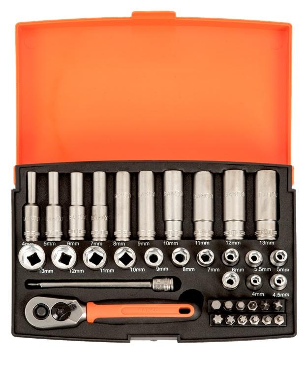 Bahco SL25L 1/4″ Drive 37 Piece Metric Standard, Deep Socket and Bit Set 4 – 13mm 1