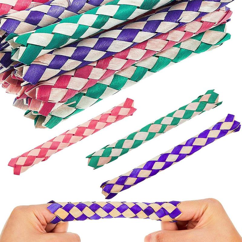 12 x Chinese Oriental Real Bamboo Finger Traps Party Bag Fillers Toys UK 0