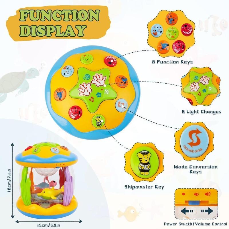 L&Y Baby Toys 6 to 12 Months, Ocean Projector Light Up Toys with Music, Sensory Toys for 1 2 3 Year Old Boys Girls, Musical Toys 12-18 Months Crawling Learning Tummy Time Toys 1st Birthday Gifts 4
