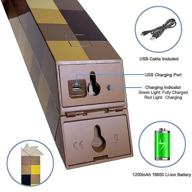 Product Introduction of Minecraft Game Torch Lamp Led Night Light Home Decors USB Rechargeable Kids Gift MC Wall mountable Game fans Home Decoration Gifts for Gamers Soft light without glare 16