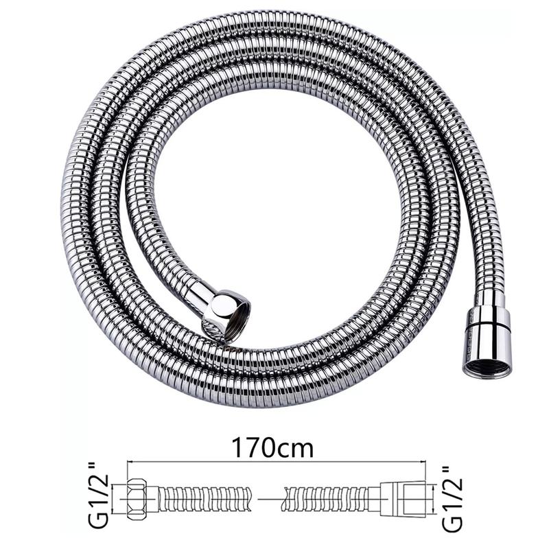 Stainless Steel Long Shower Hose for Bath Taps with 2 Washers, 1.75m (69”) - Bathroom Fixture 4