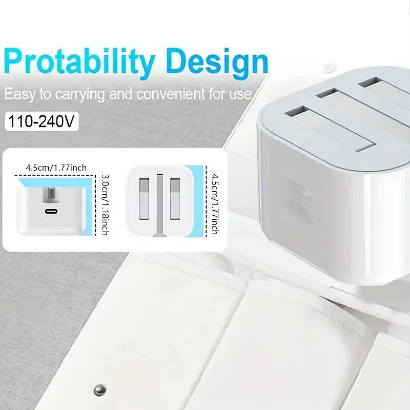 25W USB-C Fast Charger Plug with 2M USB-C to USB-C Cable | Ultra-Fast PD Charging Adapter for iPhone, Samsung, MacBook, iPad | UK Foldable Wall Plug – Travel Ready, Lightning Speed Charge, **"Power Up Your Devices in Minutes Reliable 25W PD Fast Charging 4