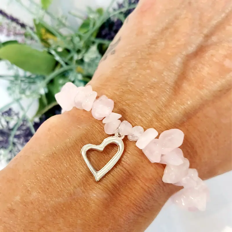 Rose Quartz Chip Bracelet, Pink Rose Quartz Jewellery, UK Seller crystals crystal 3