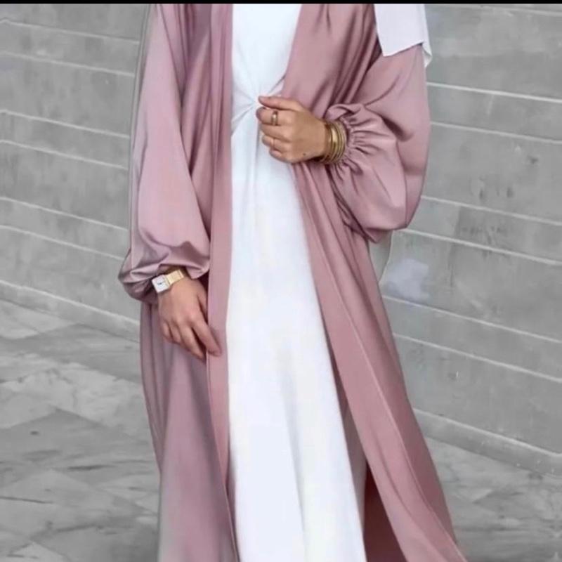 WAFA Collection Satin Open Abaya - Elegant and Silky Soft - Belt, Womenswear, Casual, Loose, Dress 7