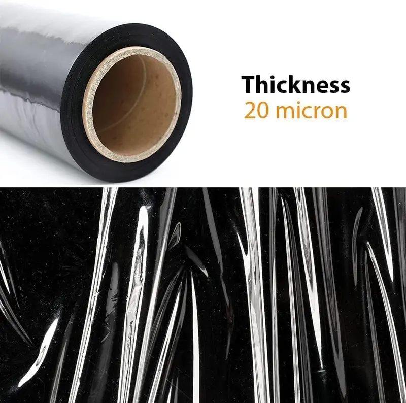 Efforias | Pack of 6 Multi Use Strong Black Pallet Wrap Film | Tear Resistant | Water & Moisture Proof Pallet Stretch Shrink Wrap| High-Quality Easy to Use Pallet Wrap 400mm x 250m 4