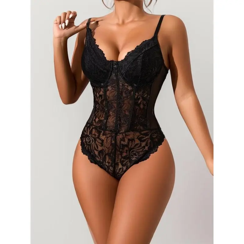 2025 New Women's Sexy Lace Solid Color Underwear Push Up Slim Fit Shaping One-piece Underwear