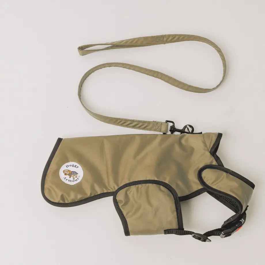 DoggyArmour Dark Beige Bite Resistant Dog Coats, XXS - XL, All Seasons Fabric