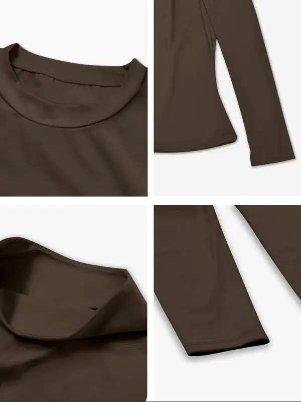 【GETMOD】Women's solid color sportswear suit, sports round collar T-shirt and high-waist fitness leggings #8455/6 2