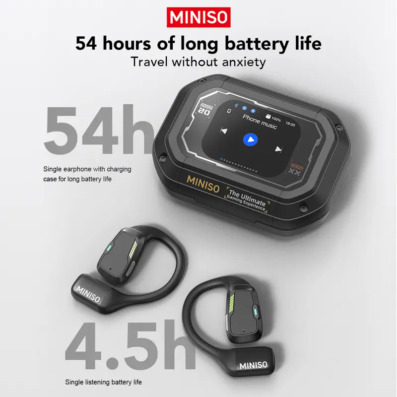 MINISO M98 Wireless Headphones, Over 135 Language Translation, Bluetooth Earphones, OWS Earbuds, Full Color Display Touch Screen Headset, Low Latency Gaming Earphones, Holiday Essentials, Christmas Gifts 8