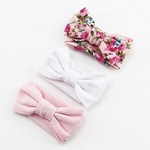 MultiWare 3pcs Baby Headband Cotton Elastic Newborn Print Floral Hair Band Bow-knot 1