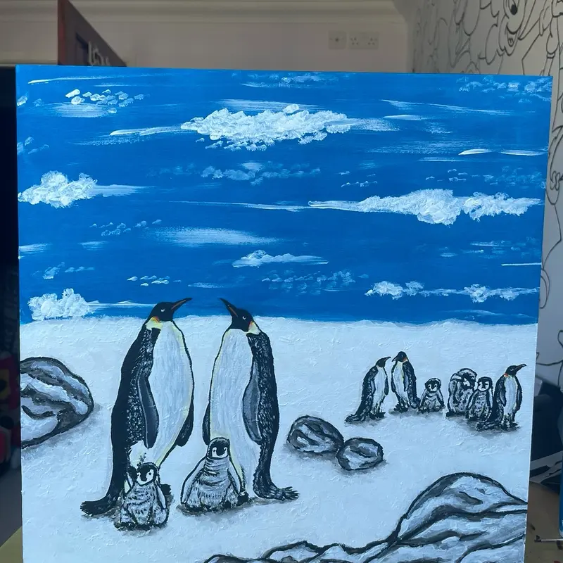 Hand painted wooden advent calendar - penguins 0