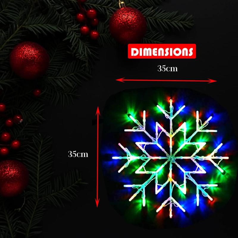 Almineez Christmas 50 LED Snowflake Light Flashing Silhouette Home Window Xmas Festive Decoration Flashing Lights - New Year Light Up Party (Multi Coloured) 6