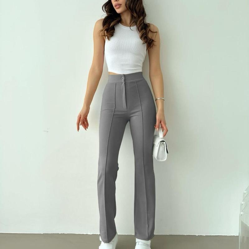 FAT GORILLA Women's Jacquard Trousers - Regular Fit Comfort Pants for Everyday Wear - Suits, Underwear Fabric Fashion Outfit Womenswear Bottom Casual Comfortable Evening Lady Basic Minimalist 1