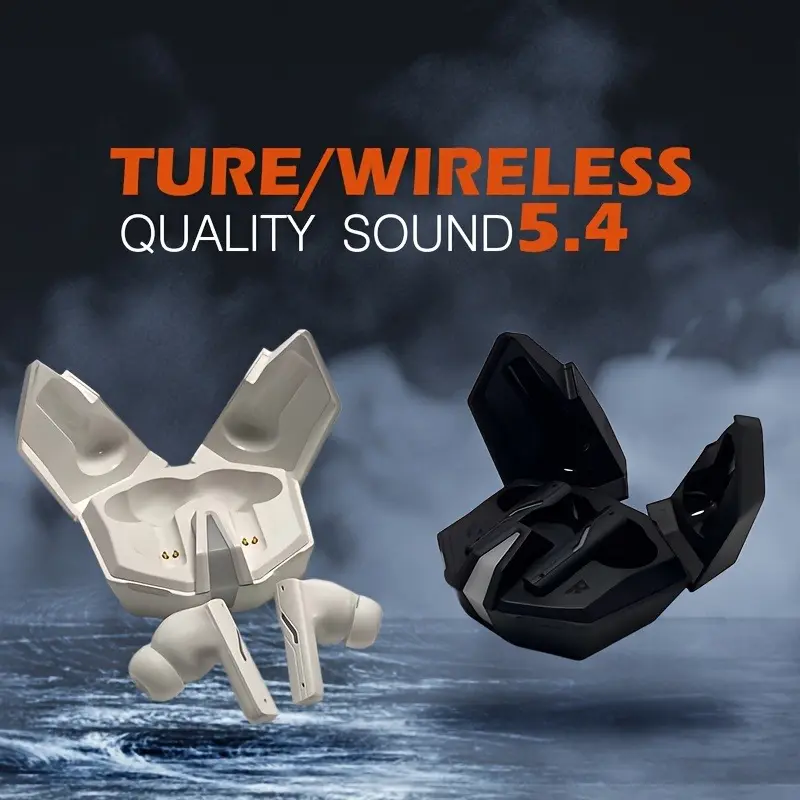 1 Pair Wireless In-Ear Headphones with Active Noise Cancellation, Touch Control, Type-C Charging, 300mAh Rechargeable Battery, Non-Waterproof, Emergency Light, Compatible with Music Apps & Games - Mirror Headphones 0