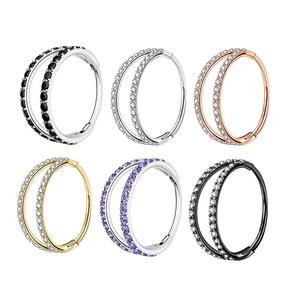 Oufer 20G Double Nose Hoop Conch Earring 316L Stainless Steel with AAA+ Grade CZ Gems for Daily Wear