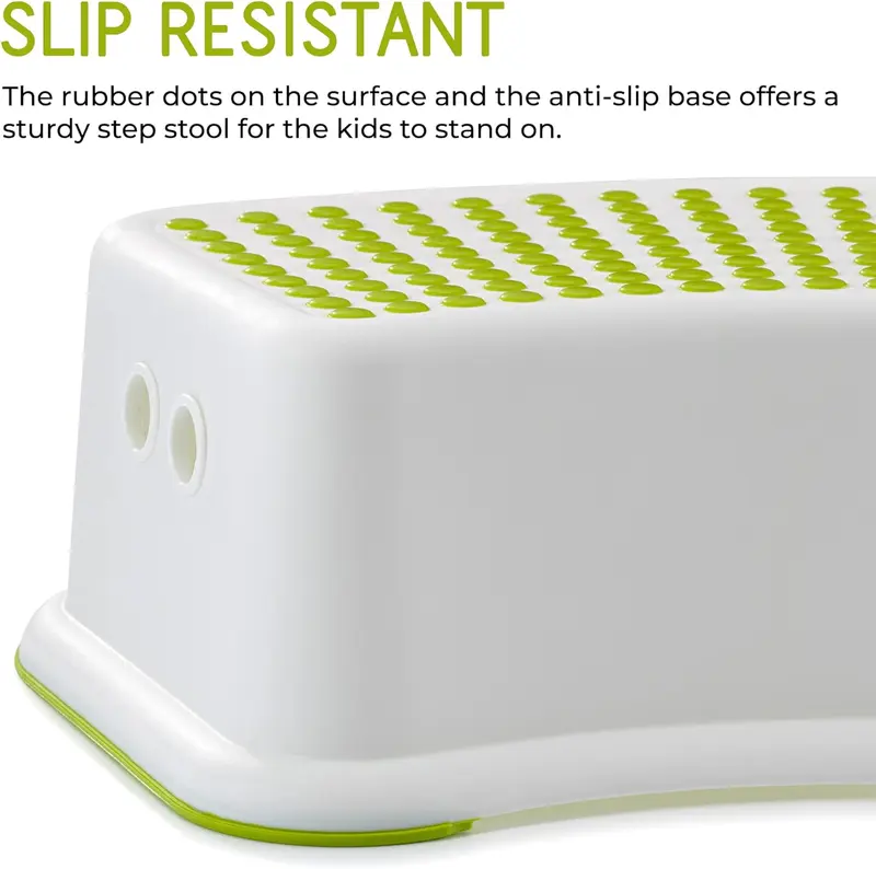 Sturdy Step Stool for Bathroom, Practical Non-Slip Toilet Step in White and Green for Kids, Multiuse Booster Step, Toddler Potty Training (Green, 1) 3