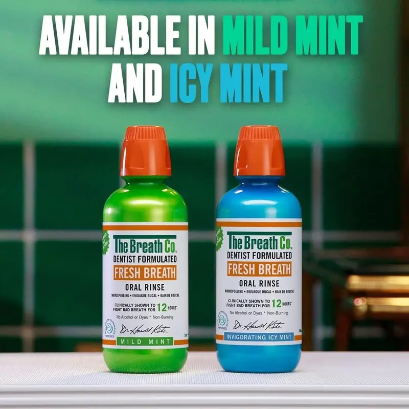 Breath Co. Alcohol-Free Mouthwash - Dentist-Formulated Oral Rinse for 12 Hours of Fresh Breath - Mild Mint Flavor, 500ml - Long-Lasting, Refreshing Clean Gentle 1