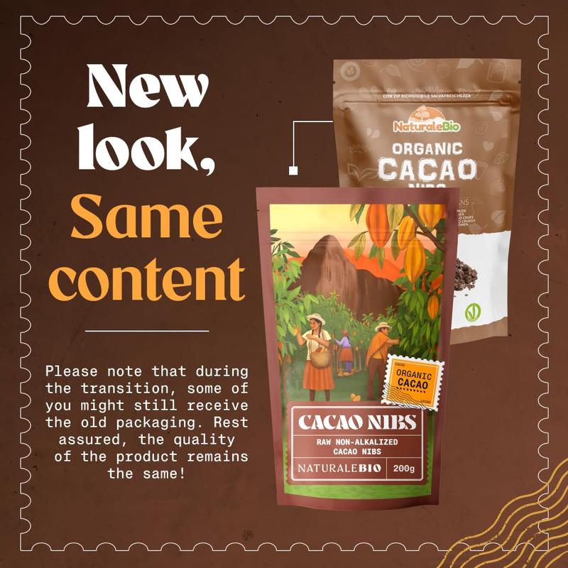 Organic Raw Cacao Nibs 400g. Natural and Pure. Made in Tropical Regions from The Theobroma Cacao Plant. Source of Magnesium, Potassium and Iron. NaturaleBio 3