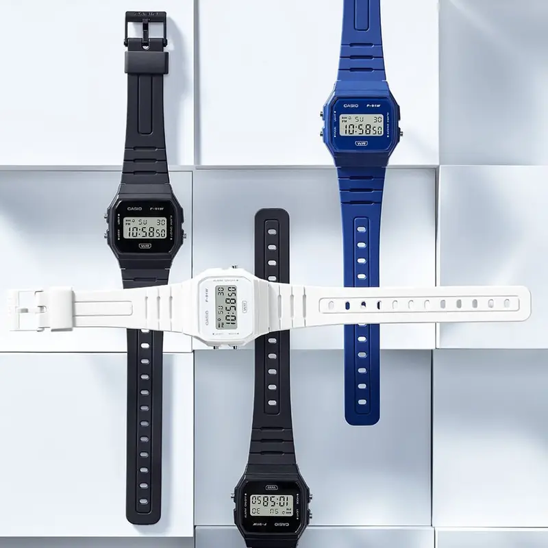 Casio Black Dual Display Digital Watch F-91WB-1AEF 1