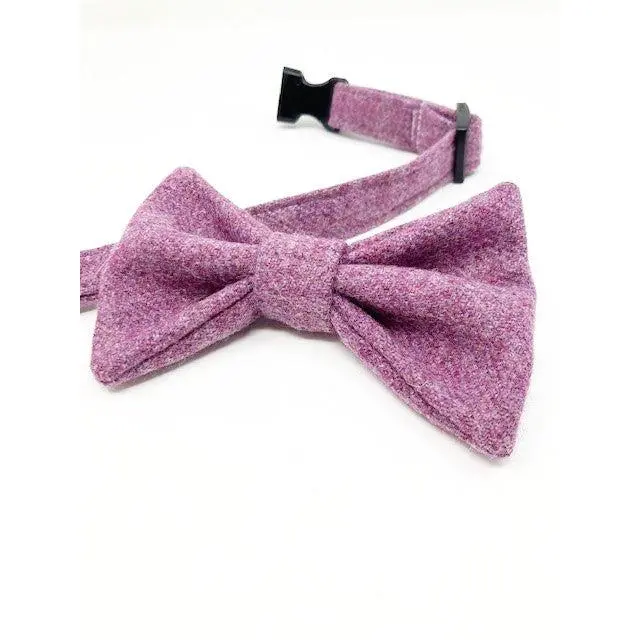 Dog Collar with matching Lead and Bow Tie - Lilac Tweed