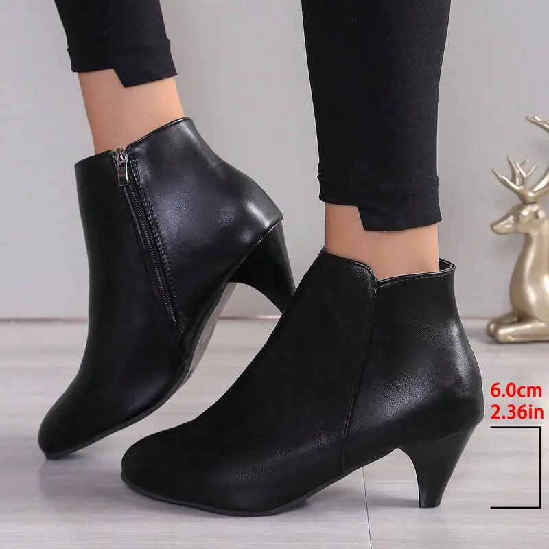 2024 Autumn Winter Women Fashion Pointed Toe Side Zipper Thick Heel Ankle Boots 4