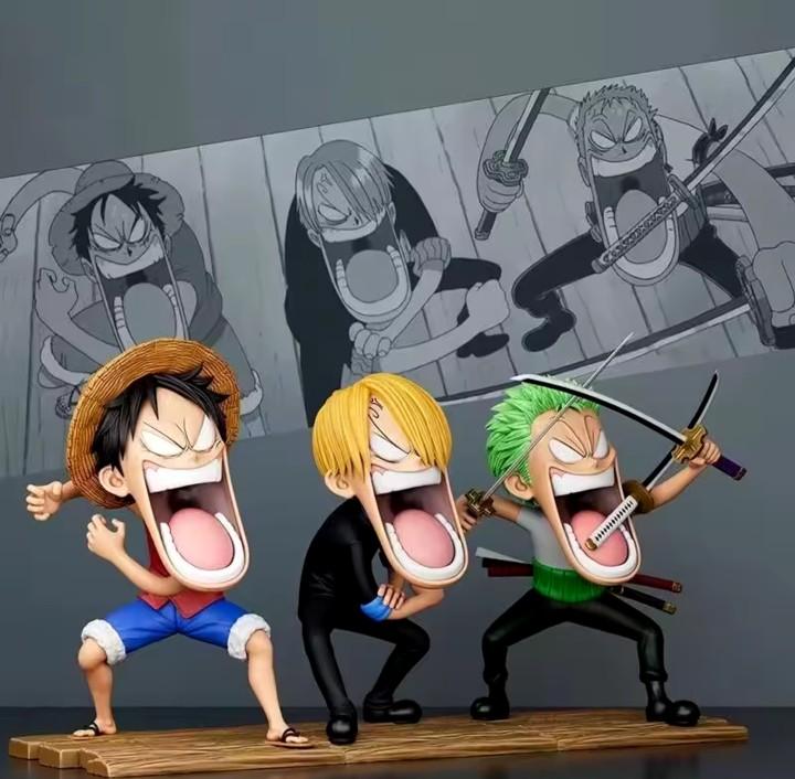 Product Introduction of One Piece Luffy Figures Three Sanji Monkey D Luffy Roronoa Zoro Figurine Statues The Trio PVC Anime Model - 15cm Home Decor 7