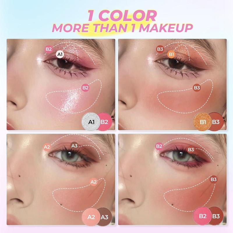 MiniMeli Xmas Gift 3 in 1 Blush Makeup Palette GRWM - Eyes, Cheeks, Blush - Beginner Friendly, Travel Size Cosmetic, Longlasting - Christmas Gift 3