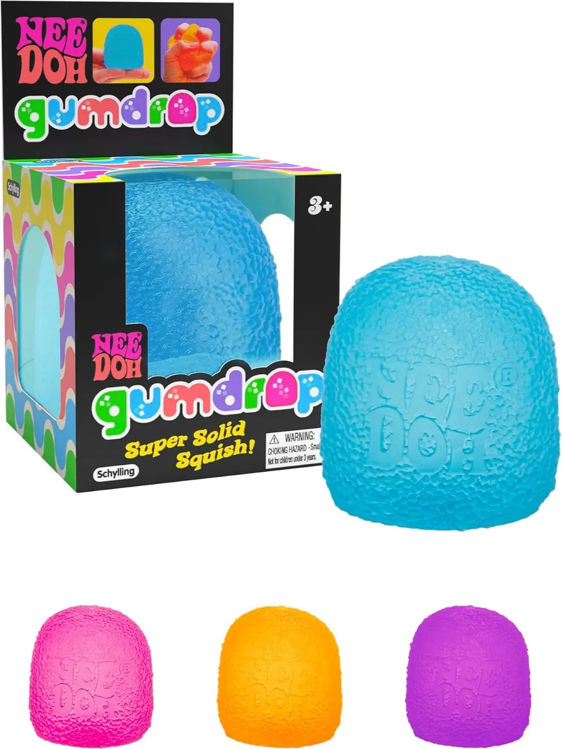 NeeDoh Gumdrop Squishy Fidget Toy - Sweetie-Themed Stress Ball for Kids & Adults, Safe Non-Toxic Dough Material, Random Colour Selection