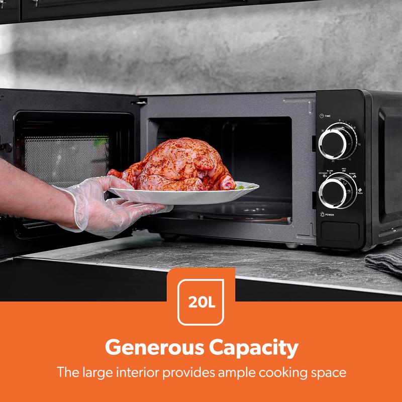 Geepas 20L Black Solo Freestanding Manual Microwave - Perfect for Home Kitchen 5