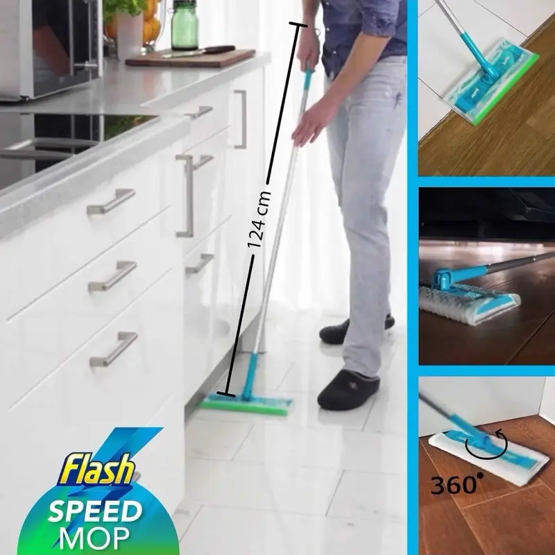 Flash Speed Mop Floor Cleaner Starter Kit, Spray Mop, All-In-One Floor Mopping System (4 Wet + 4 Dry Pads) Cleaning Tool 1
