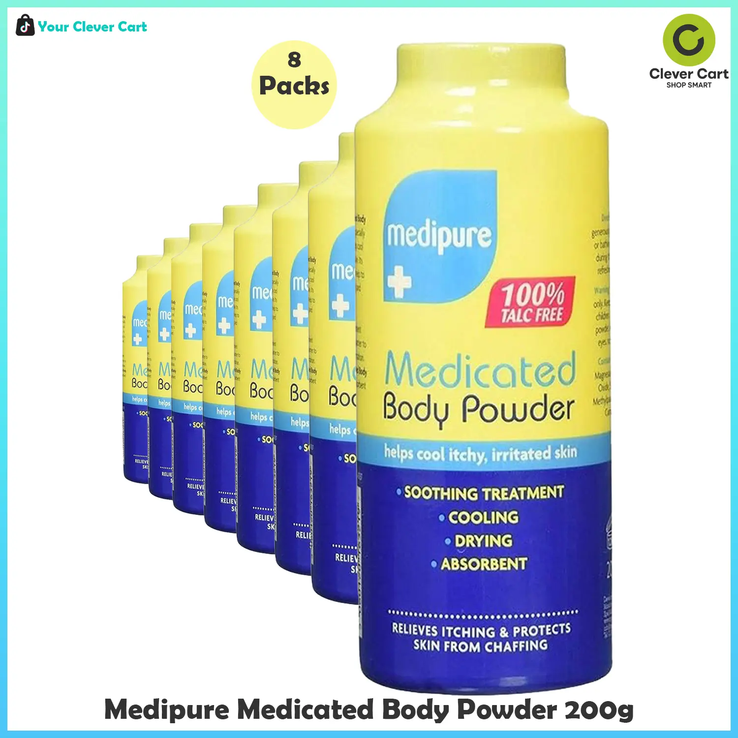 Medipure Medicated Body Powder, 200g, Keeps Skin Dry and Fresh, Ideal for Sweat and Odor Control, Perfect Suitable for Daily Use, Lightweight and Comfortable, Convenient Packaging