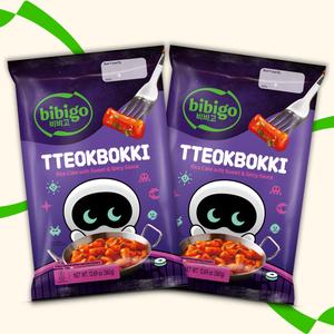 bibigo x2 SWEET & Spicy Tteokbokki Rice Cake Pouch Bundle - 360g x2 - Traditional Korean Instant Street Food Topokki toppoki