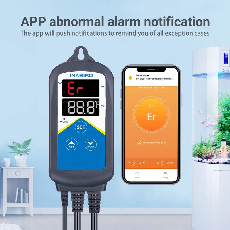 NEW InkbirITC-306A-WiFi Aquarium Temperature Controller Aquarium Thermostats Fish ter thermostat with ual ting Socket for Marine Tank Fish Shrimp Tortoise（No Timer） 3