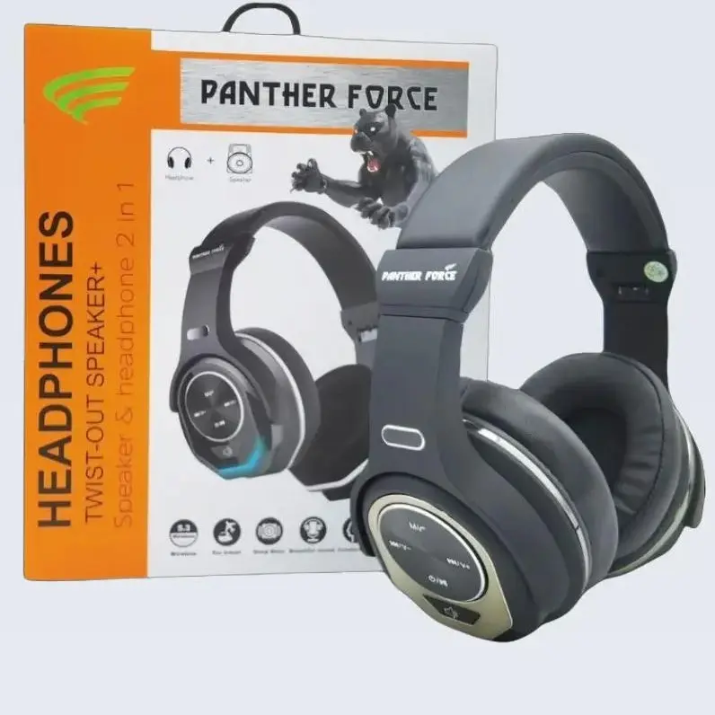 PANTHER FORCE ROUND 2 IN 1 HEADPHONES WITH WIRE AND WIRELESS Audio Durable Plug Devices Microphone Mobile Noise Noise Cancellation Wired Electronic  Headset headphone pink  headphone wh ch720n airpods max microphones guess headphones tkmaxx bose qc45