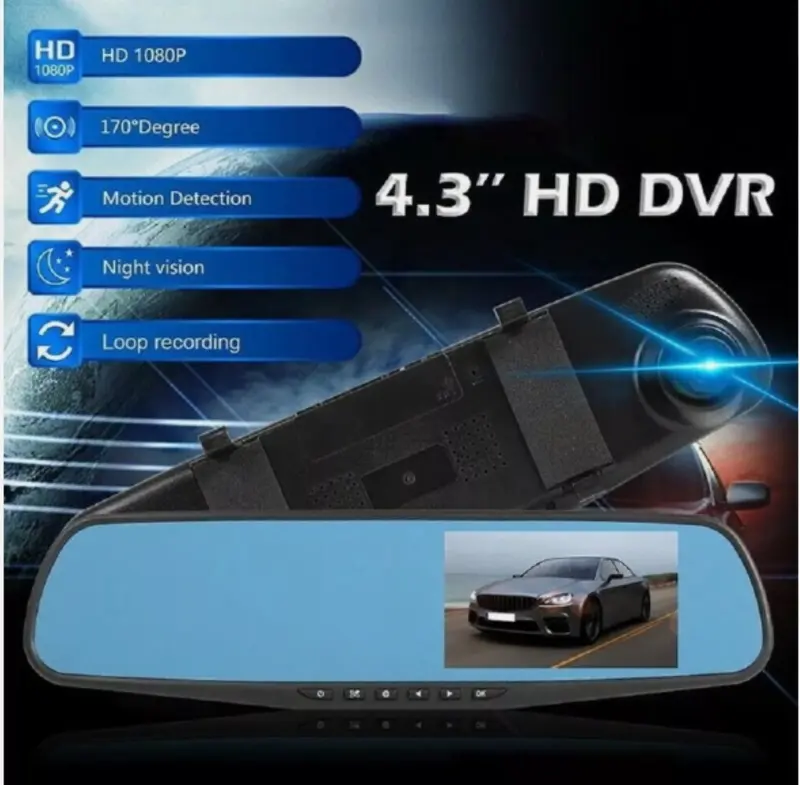 4.3-inch Display 1080P High-definition Dual Camera Driving Recorder With Reverse Image Front And Rear Monitoring, Rechargeable Battery, LCD Display - Ultimate Road Safety Guarantee 3