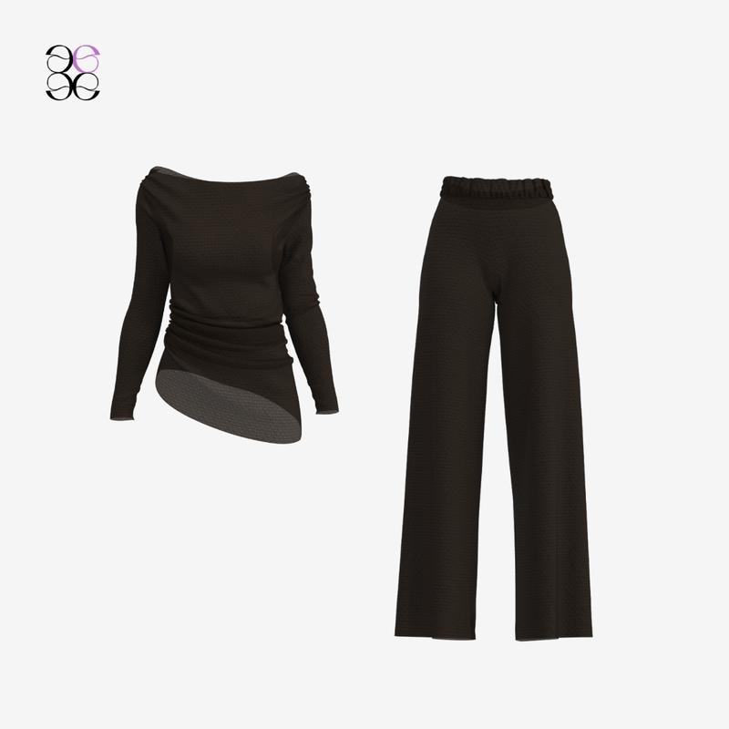 of all form oaf 2way drape tops 韓国 Textured Drape Two-Piece Set (BF8) - TikTok Shop UK