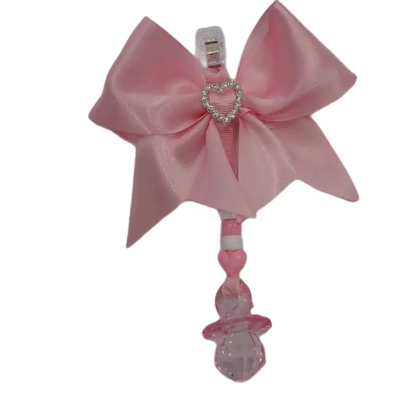 Pram Charm with pink Acrylic Dummy Pendant - Perfect for Baby pushchair 1